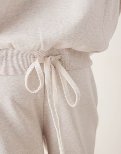 ASOS DESIGN co-ord zip through hoodie with tie hem in oatmeal, 3 of 4