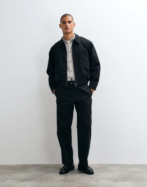ASOS DESIGN Co-ords giacca harrington elegante in cotone nero, 2 di 5