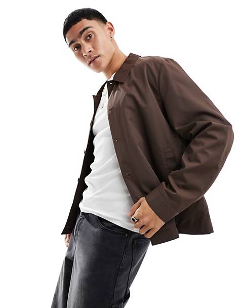 ASOS DESIGN coach jacket in brown