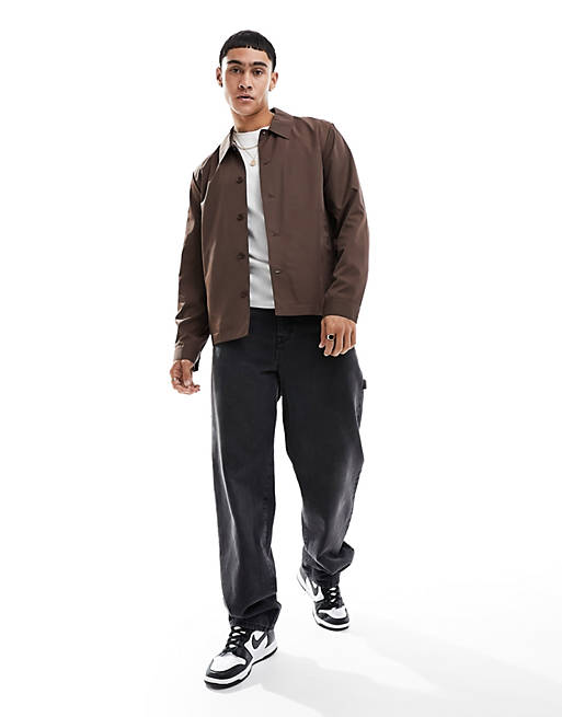 ASOS DESIGN coach jacket in brown | ASOS