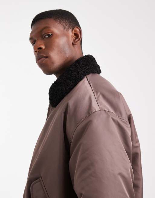 ASOS DESIGN - Coachjack met kraag van imitatiebont in bruin, 4 van 5