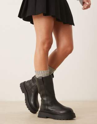 Asos Design Coast Chunky Pull On Boots In Black