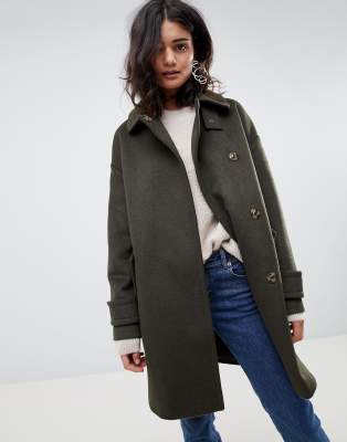 ASOS DESIGN coat in twill with buckle neck | ASOS