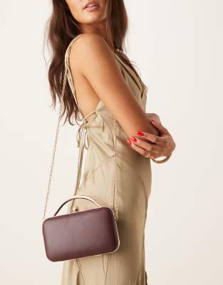 Asos Design Coated Round Frame Clutch Bag In Red