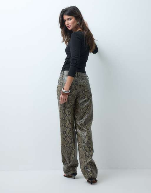 ASOS DESIGN coated snake print jean, 3 of 5