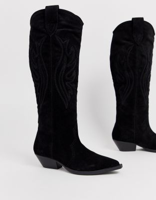 black knee high western boots