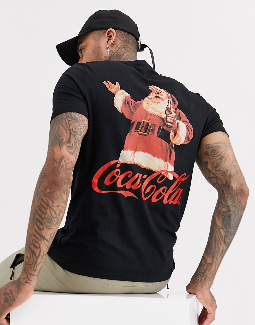 ASOS DESIGN Coca-Cola Holidays t-shirt with back print-Black