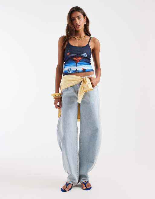 ASOS DESIGN – Cocktailmönstrat linne i jersey med kontrastfärgade kantband, 4 av 4