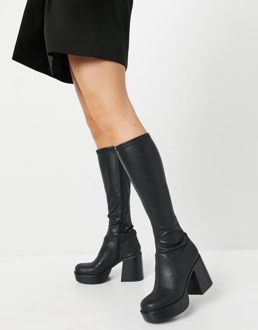 Knee high platform boots on sale black