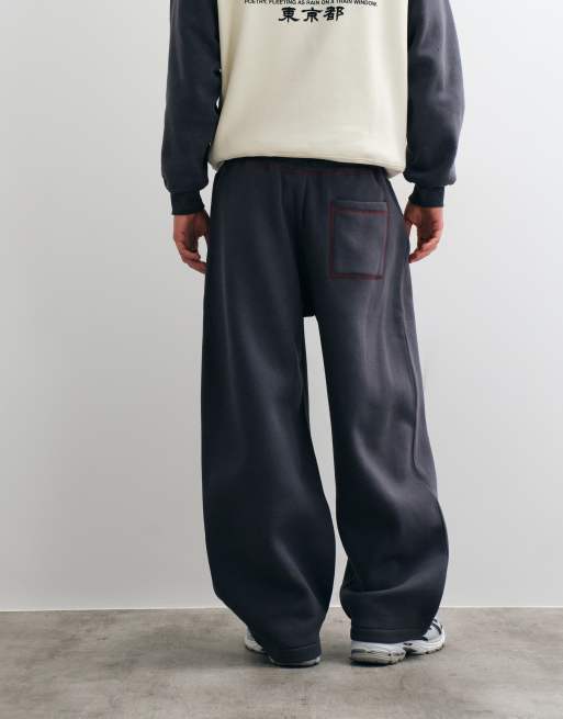 ASOS DESIGN Cocoon-Fit-Jogger mit Kontrast-Steppnähten in Anthrazit, 2 von 5