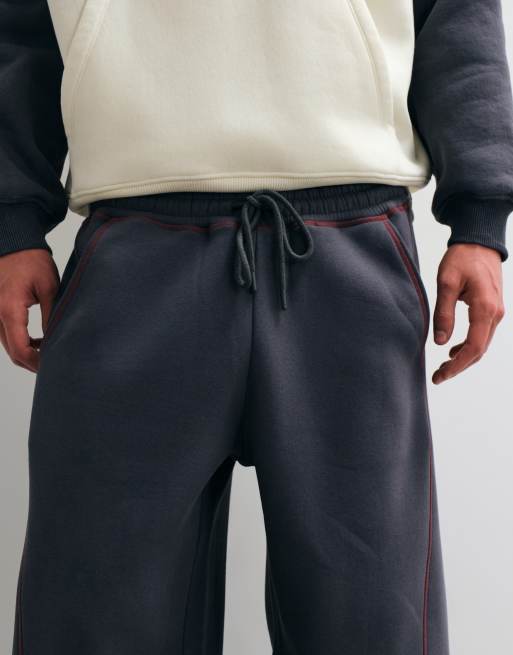 ASOS DESIGN Cocoon-Fit-Jogger mit Kontrast-Steppnähten in Anthrazit, 4 von 5