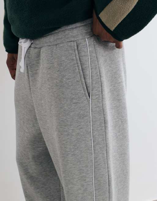 ASOS DESIGN Cocoon fit jogger with piping in gray heather poly cotton, 5 of 5