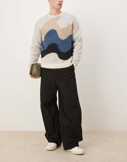 ASOS DESIGN – Cocoon-Hose aus Baumwoll-Popeline mit Oversize-Schnitt in Schwarz
