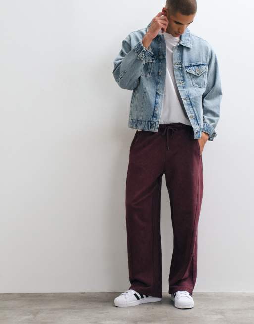 ASOS DESIGN co-ord heavyweight oversized rugby top and cocoon jogger with acid wash in purple, 2 of 3