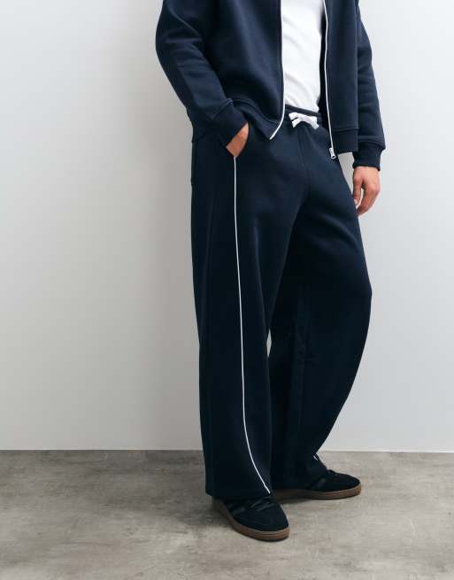 ASOS DESIGN cocoon leg jogger co-ord with piping in navy, 2 of 5