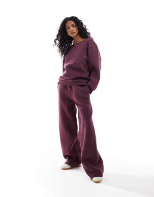 Asos Design Cocoon Leg Sweatpants In Acid Wash Burgundy - Part Of A Set-red