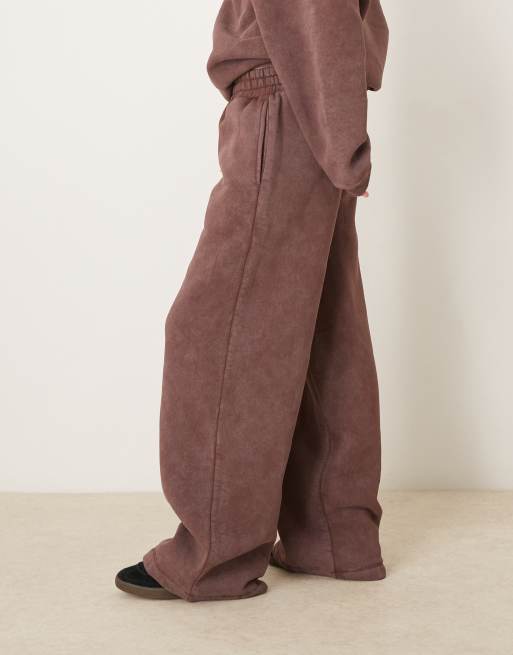 ASOS DESIGN cocoon leg sweatpants in acid washed brown, 4 of 5
