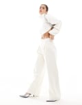[ASOS DESIGN] ASOS DESIGN cocoon pants with front pleat in coconut milk-White L Coconut Milk