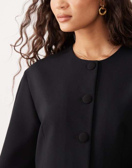 ASOS DESIGN cocoon sleeve blazer dress in black, 3 of 4