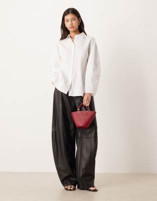 Asos Design Cocoon Sleeve Cinch Back Shirt In White