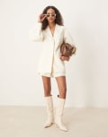 [ASOS DESIGN] ASOS DESIGN cocoon sleeve collarless blazer in buttermilk-White M Buttermilk