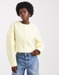 [ASOS DESIGN] ASOS DESIGN cocoon sleeve collarless blazer in lemon (part of a set)-Yellow 8 Lemon