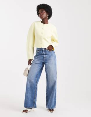 Asos Design Cocoon Sleeve Collarless Blazer In White