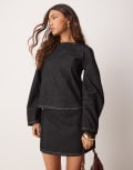 [ASOS DESIGN] ASOS DESIGN cocoon sleeve denim top in black S Black