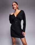 [ASOS DESIGN] ASOS DESIGN cocoon sleeve mini dress with hardware in black 6 BLACK
