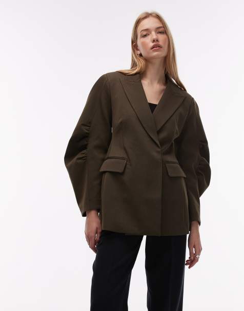 ASOS DESIGN cocoon sleeve sculpted blazer in olive