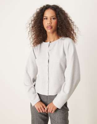 ASOS DESIGN - Cocoon - Superweiche Strickjacke in grau meliert