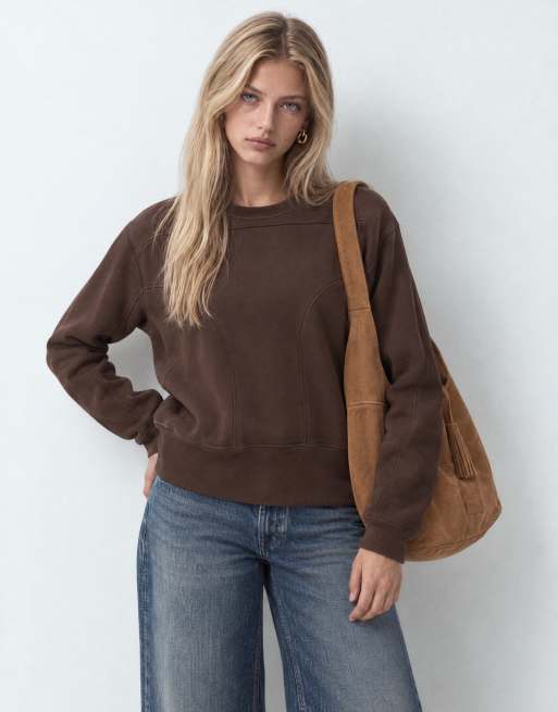 ASOS DESIGN Cocoon-Sweatshirt mit Einsätzen in Braun, 5 von 8