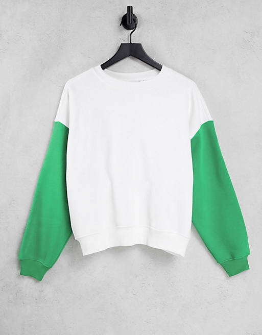 Hoodies & Sweatshirts cocoon sweatshirt with contrast sleeve in white 