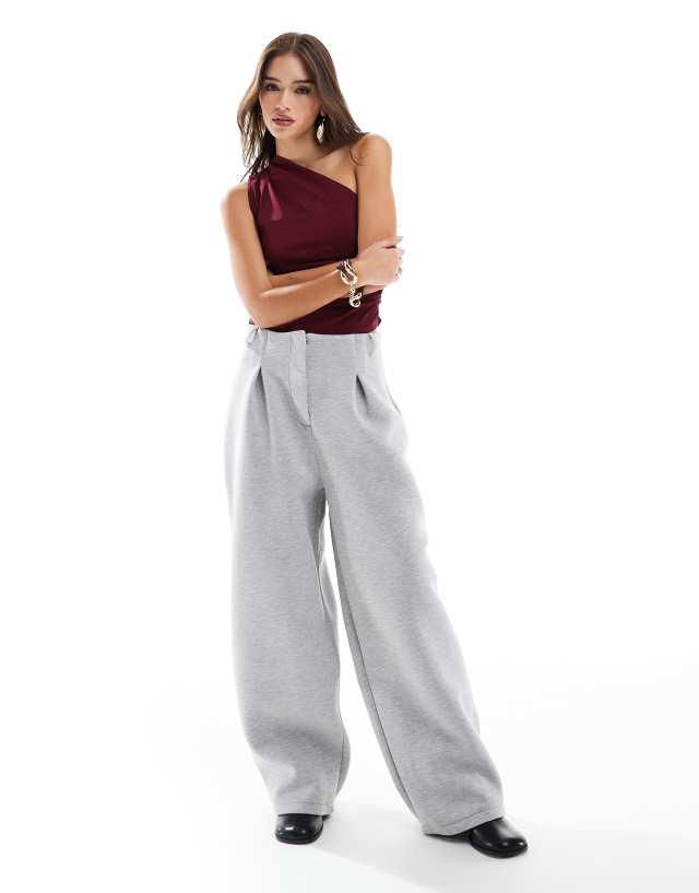 ASOS DESIGN cocoon trousers with front pleat in grey marl co-ord