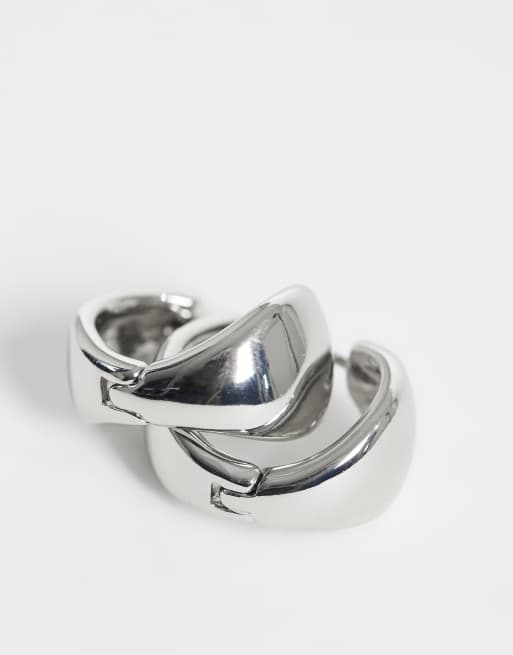 ASOS DESIGN codzienne grube kolczyki koła w srebrnym odcieniu, 3 z 4