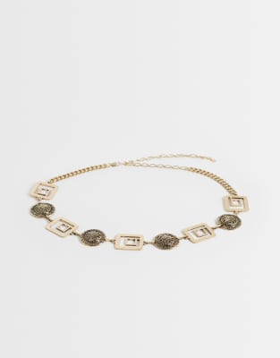 Asos Design Coin Antique Inspired Chain Belt-gold