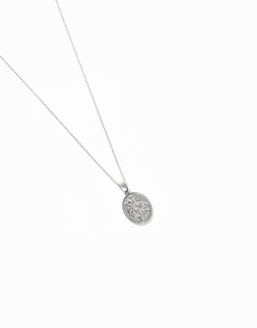 ASOS DESIGN coin pendant necklace in silver
