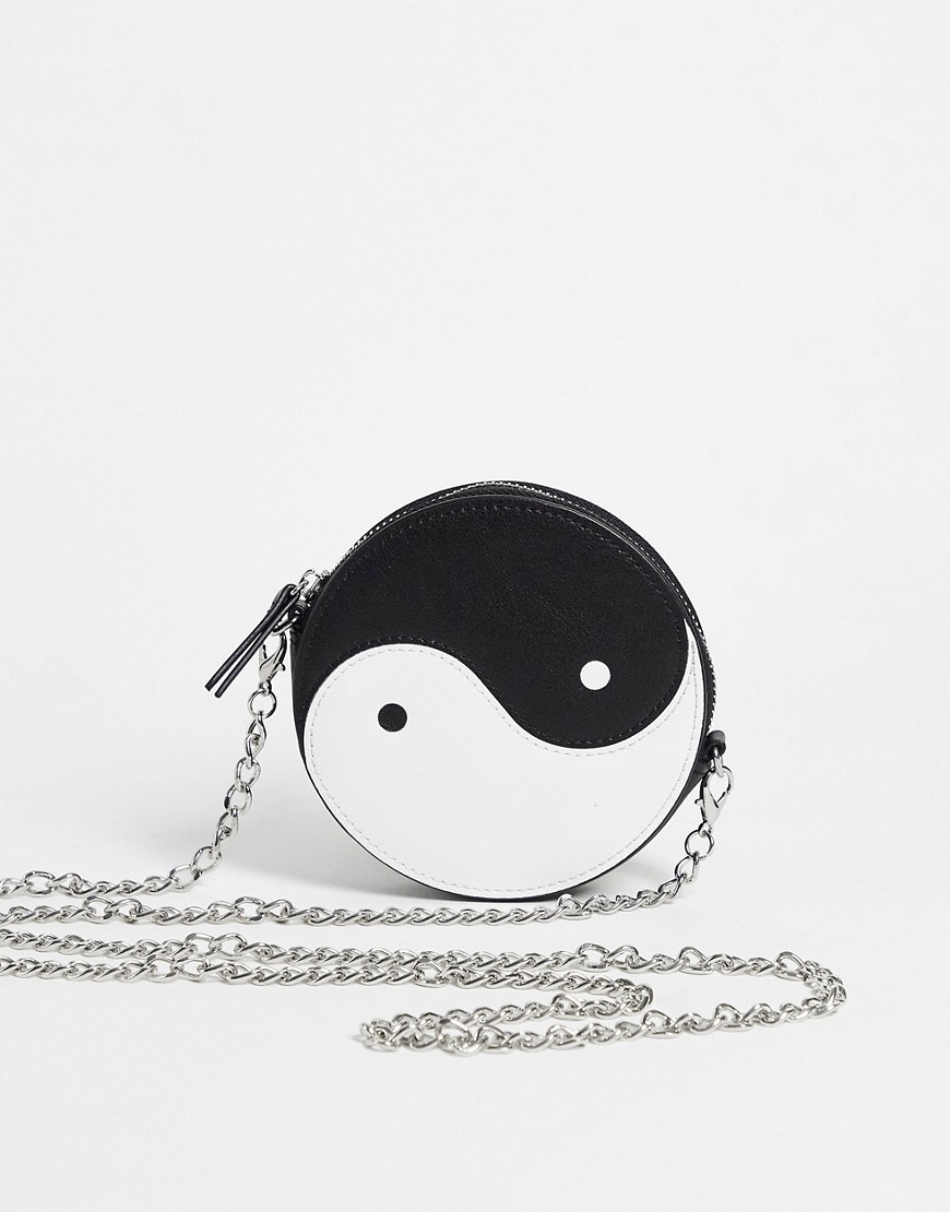 ASOS DESIGN coin purse with detachable chain in yin & yang print-Multi