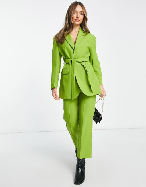 ASOS DESIGN - Colbert met ceintuur in olijfgroen, 2 van 4