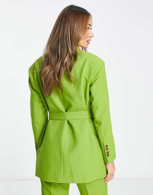 ASOS DESIGN - Colbert met ceintuur in olijfgroen, 4 van 4