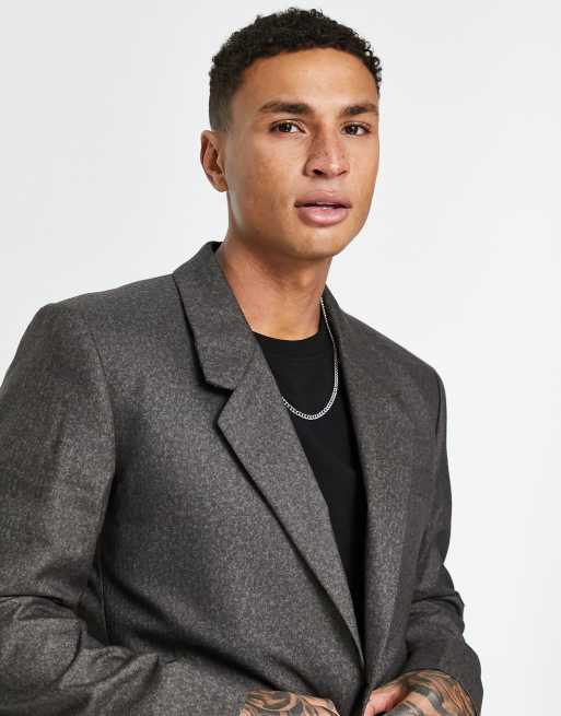 ASOS DESIGN - Colbert met schoudervullingen en elastische taille in geborsteld grijs, 4 van 4