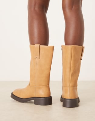 Asos Design Colby Pull On Trucker Knee Boots In Multi
