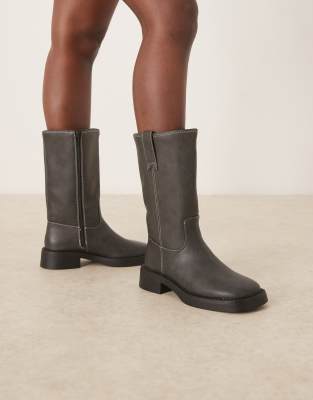  Colby pull on trucker knee boots in vintage grey