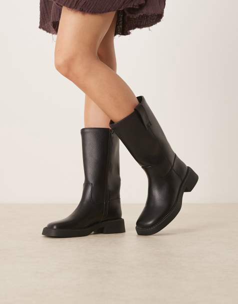 ASOS DESIGN – Colby – Wsuwane czarne botki typu trucker do kolan - view 1