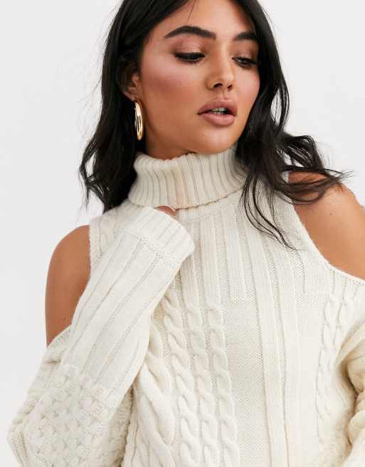 ASOS DESIGN cold shoulder cable sweater ASOS