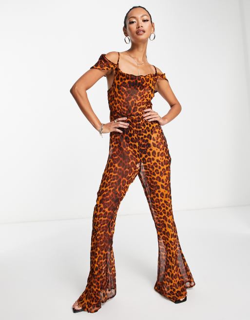 Animal print cheap wide leg jumpsuit