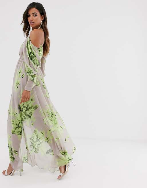 ASOS DESIGN cold shoulder floral print maxi dress, 4 of 4