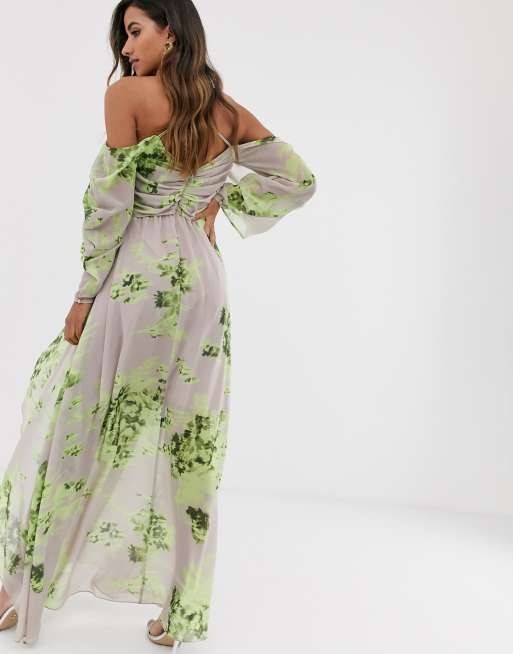 ASOS DESIGN – cold shoulder-maxikjole med blomsterprint, 2 af 4