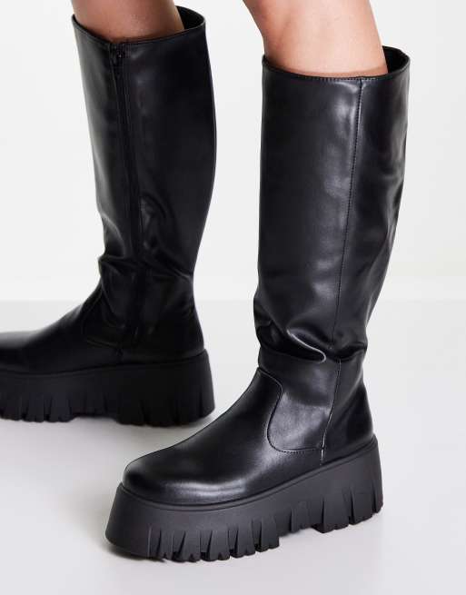 ASOS DESIGN Cole chunky knee boots in black