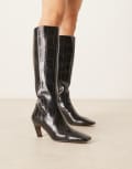 [ASOS DESIGN] ASOS DESIGN Colette chisel toe knee boots in black croc 38 BLACK CROC